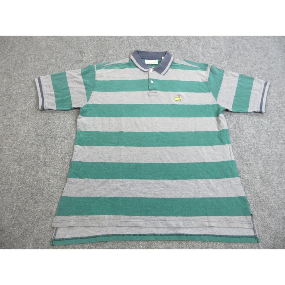 Vintage Augusta National Golf Slazenger Shirt Mens XL Green Gray Stripe Polo 90s